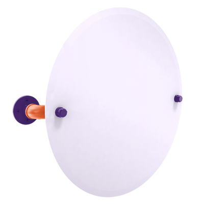 Collegiate Collection Frameless Round Wall Mounted Tilt Mirror Foothills Orange and Purple Edition