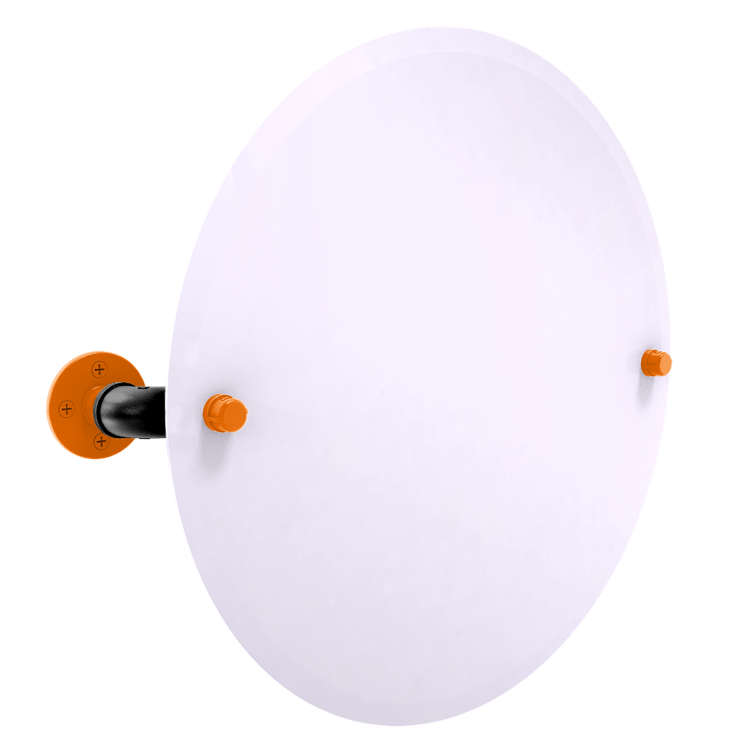 Collegiate Collection Frameless Round Wall Mounted Tilt Mirror Stillwater Orange and Black Edition