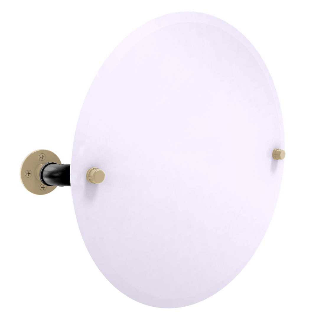 Collegiate Collection Frameless Round Wall Mounted Tilt Mirror West Lafayette Black and Gold Edition