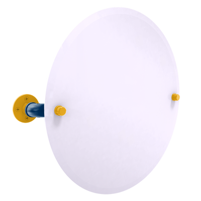 Collegiate Collection Frameless Round Wall Mounted Tilt Mirror Bay Area Blue and Gold Edition