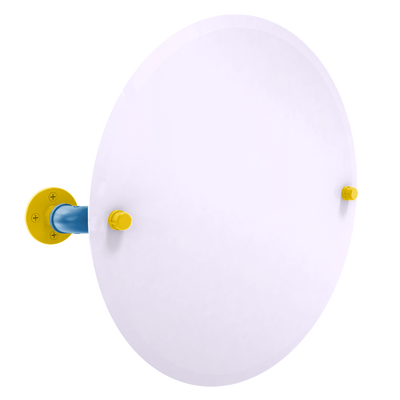 Collegiate Collection Frameless Round Wall Mounted Tilt Mirror Westwood Blue and Gold Edition