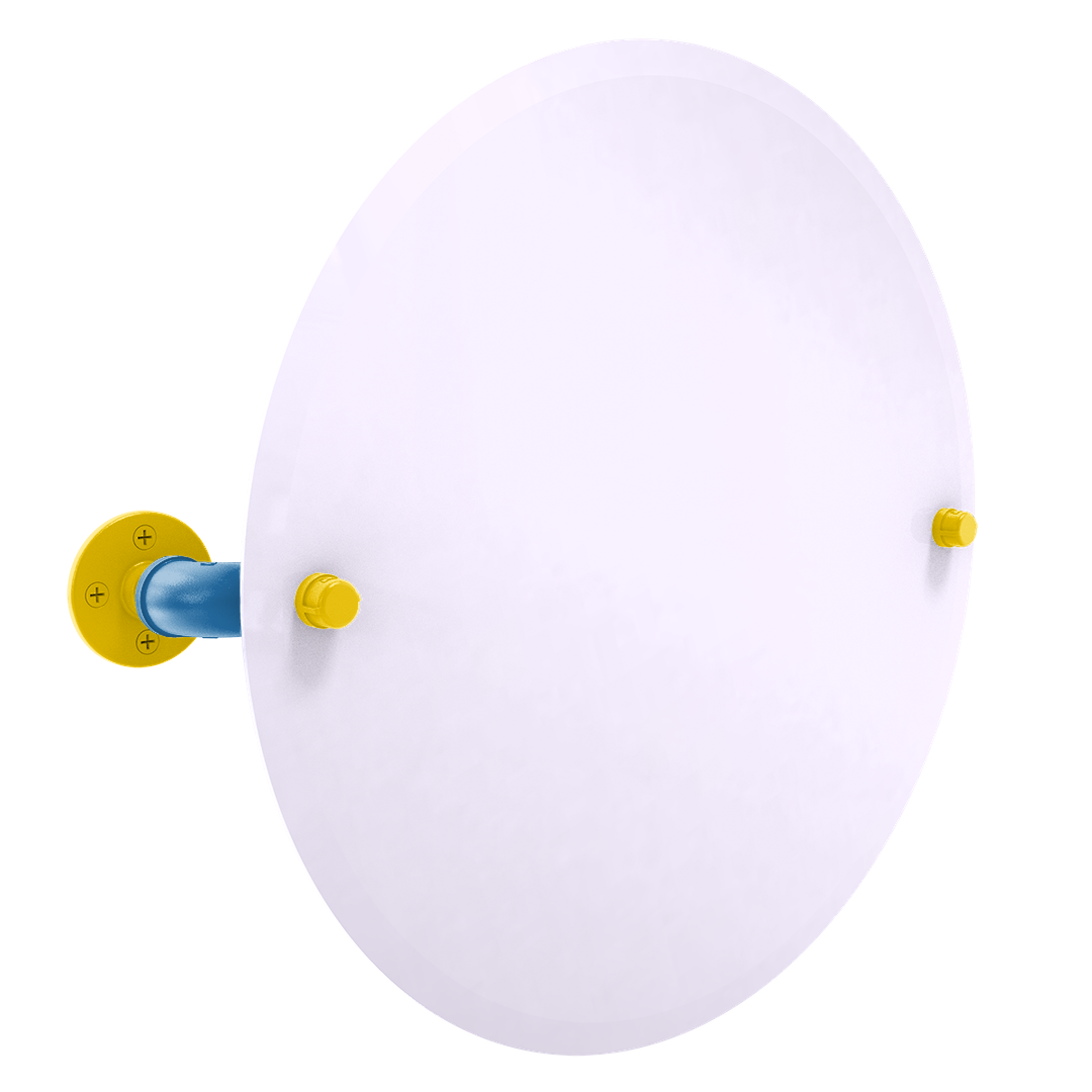 Collegiate Collection Frameless Round Wall Mounted Tilt Mirror Westwood Blue and Gold Edition