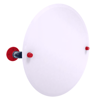 Collegiate Collection Frameless Round Wall Mounted Tilt Mirror Oxford Red and Navy Edition