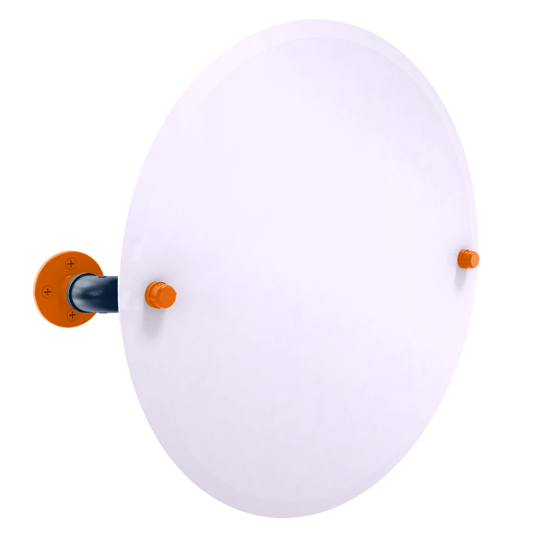 Collegiate Collection Frameless Round Wall Mounted Tilt Mirror Upstate New York Orange and Navy Edition