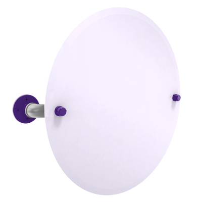 Collegiate Collection Frameless Round Wall Mounted Tilt Mirror Flint Hills Purple and Silver Edition