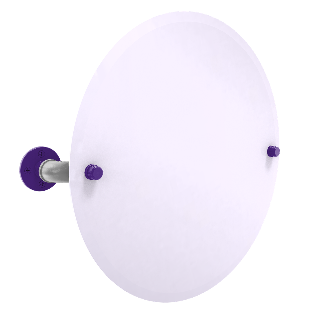 Collegiate Collection Frameless Round Wall Mounted Tilt Mirror Flint Hills Purple and Silver Edition