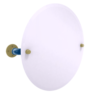 Collegiate Collection Frameless Round Wall Mounted Tilt Mirror Atlanta Gold and White Edition