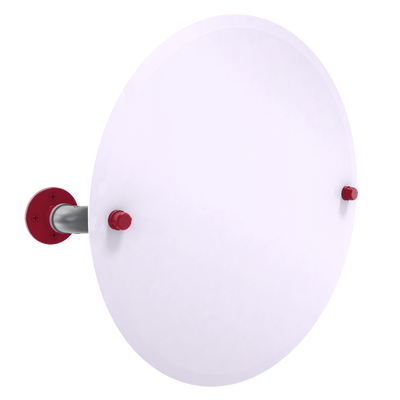 Collegiate Collection Frameless Round Wall Mounted Tilt Mirror Pullman Crimson and Gray Edition