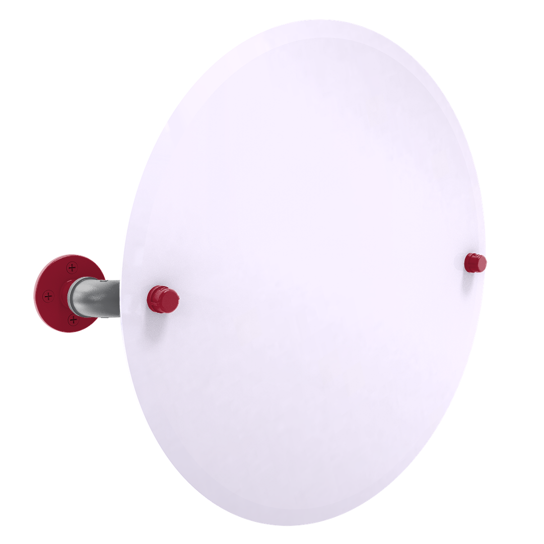 Collegiate Collection Frameless Round Wall Mounted Tilt Mirror Pullman Crimson and Gray Edition