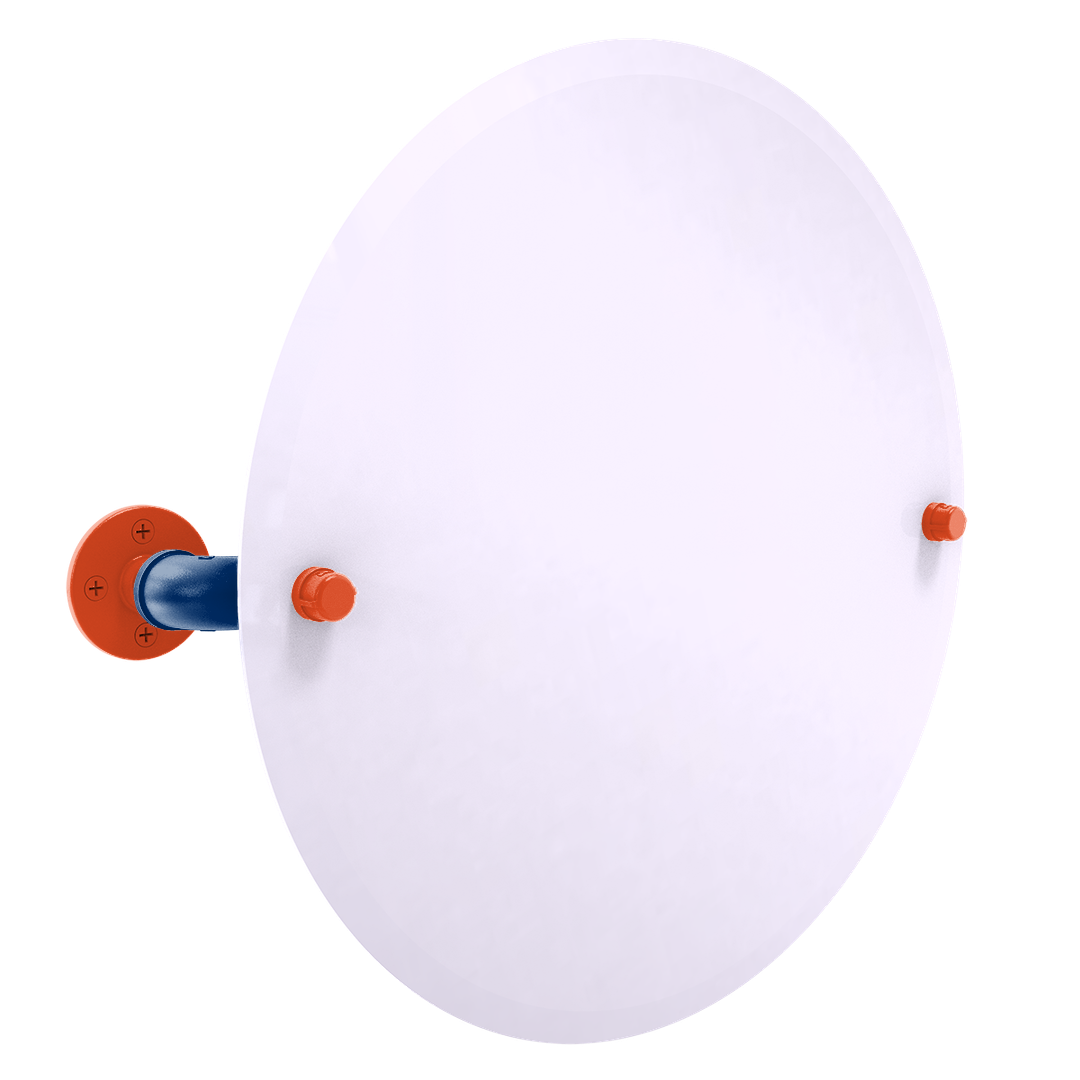 Collegiate Collection Frameless Round Wall Mounted Tilt Mirror Charlottesville Orange and Blue Edition