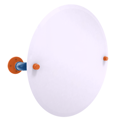 Collegiate Collection Frameless Round Wall Mounted Tilt Mirror Treasure Valley Blue and Orange Edition