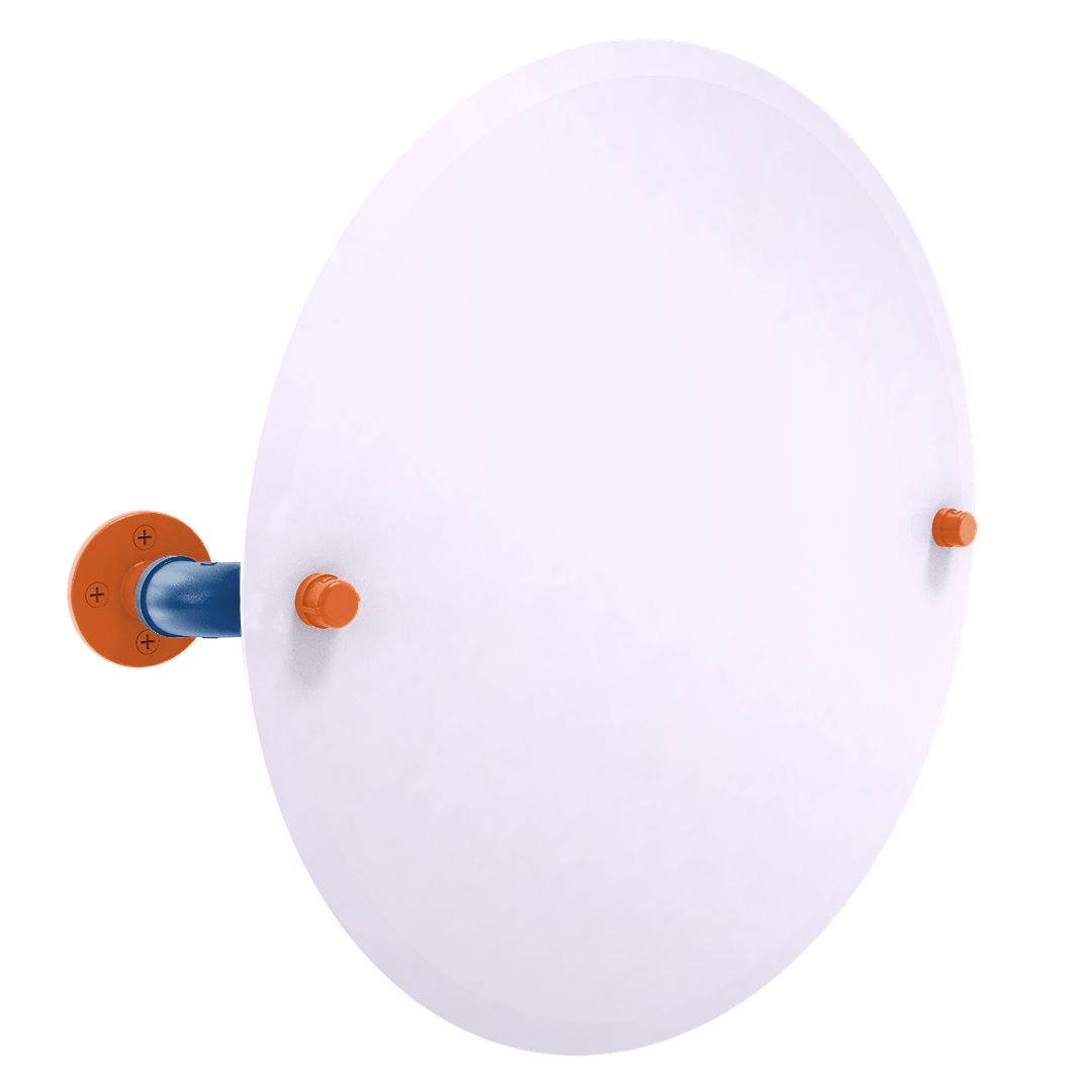 Collegiate Collection Frameless Round Wall Mounted Tilt Mirror Treasure Valley Blue and Orange Edition