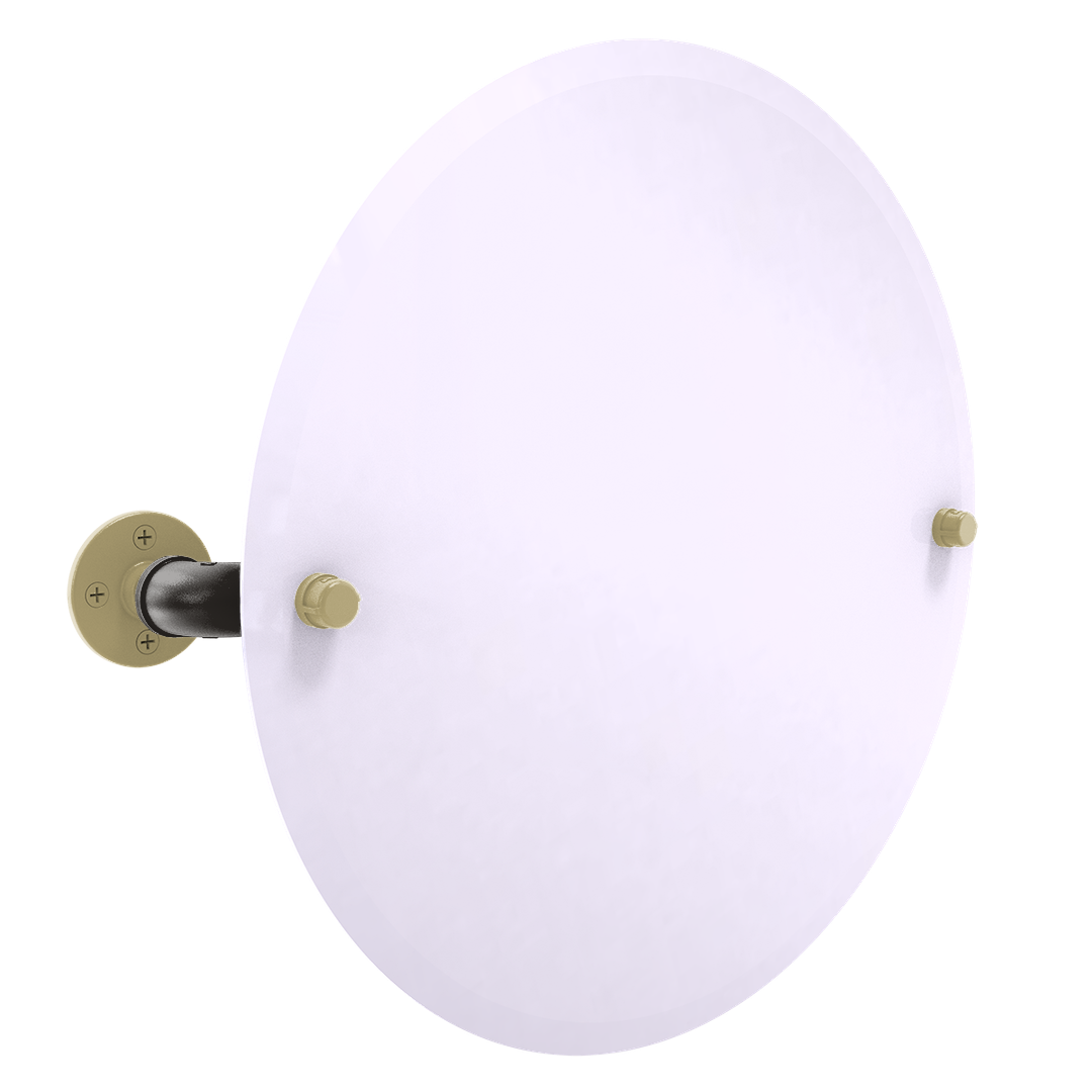 Collegiate Collection Frameless Round Wall Mounted Tilt Mirror Boulder Black and Gold Edition