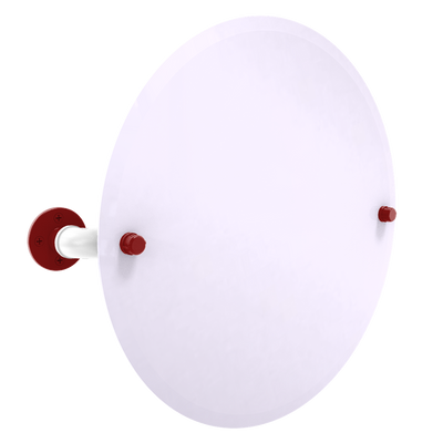 Collegiate Collection Frameless Round Wall Mounted Tilt Mirror Silicon Valley Red and White Edition