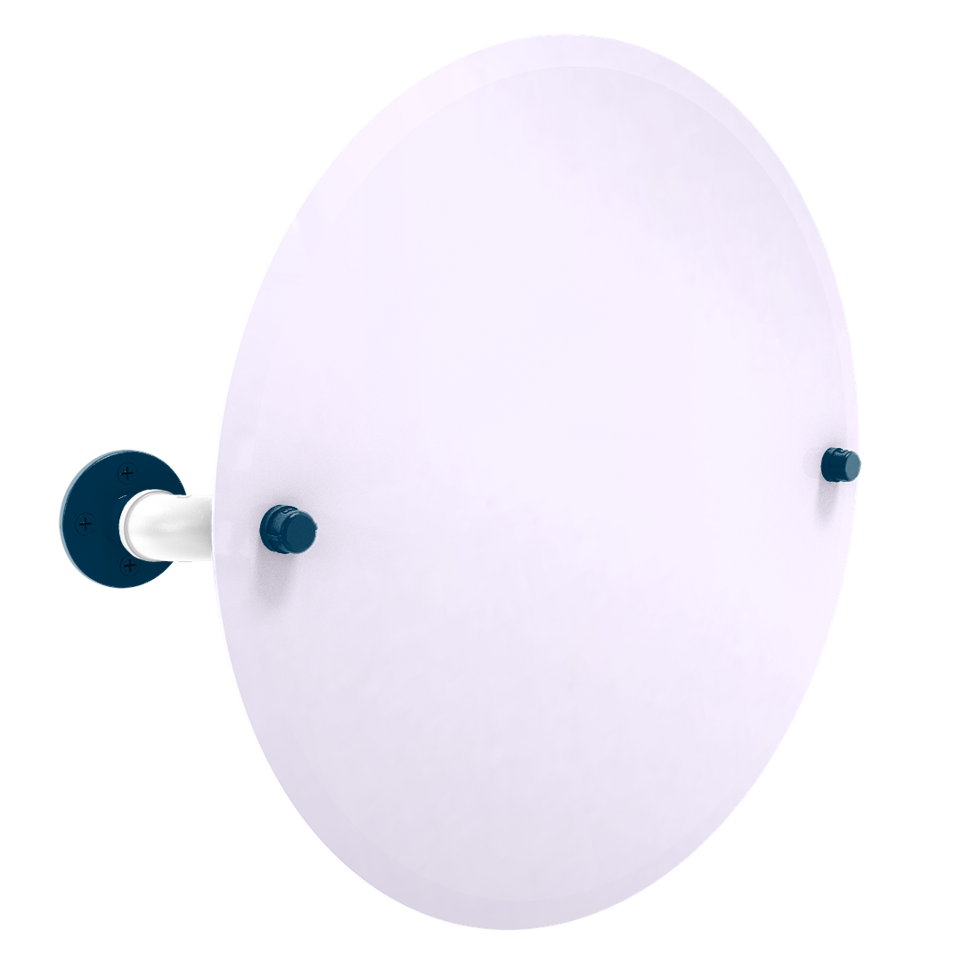 Collegiate Collection Frameless Round Wall Mounted Tilt Mirror Hartford Blue and White Edition