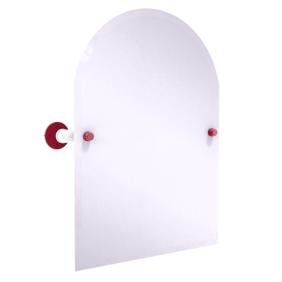 Collegiate Collection Frameless Arched Top Wall Mounted Tilt Mirror Tidewater Red and White Edition