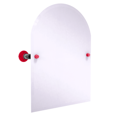 Collegiate Collection Frameless Arched Top Wall Mounted Tilt Mirror Cincy Red and Black Edition