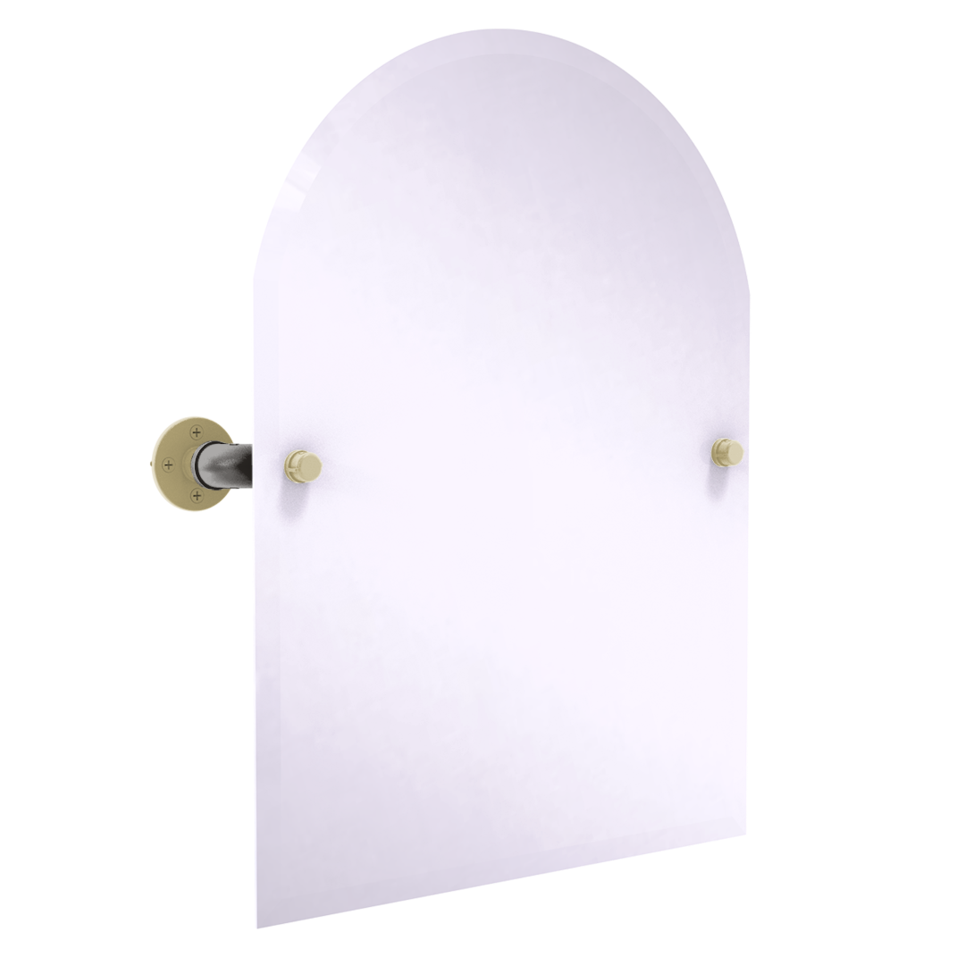 Collegiate Collection Frameless Arched Top Wall Mounted Tilt Mirror Boulder Black and Gold Edition