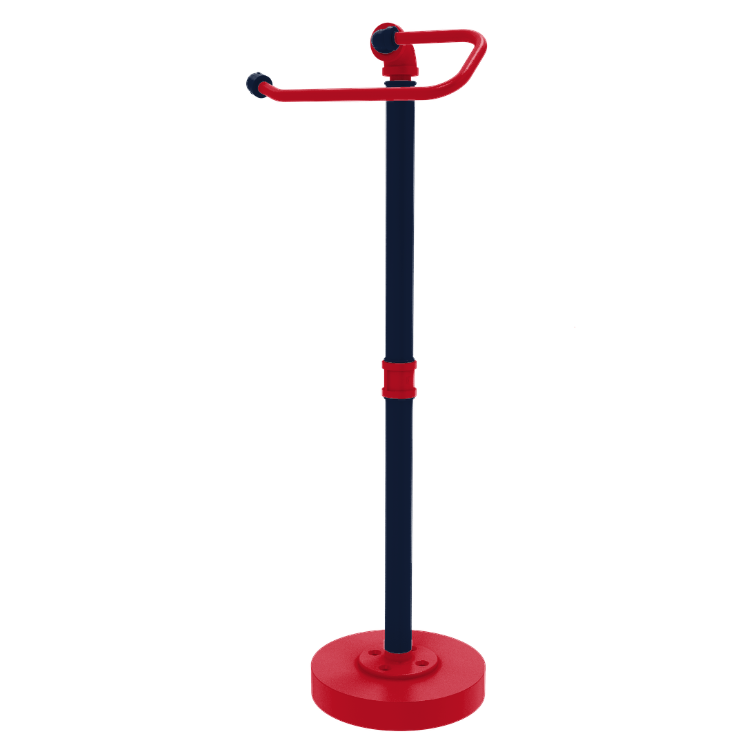 Collegiate Collection Freestanding Euro Style Toilet Tissue Stand Oxford Red and Navy Edition