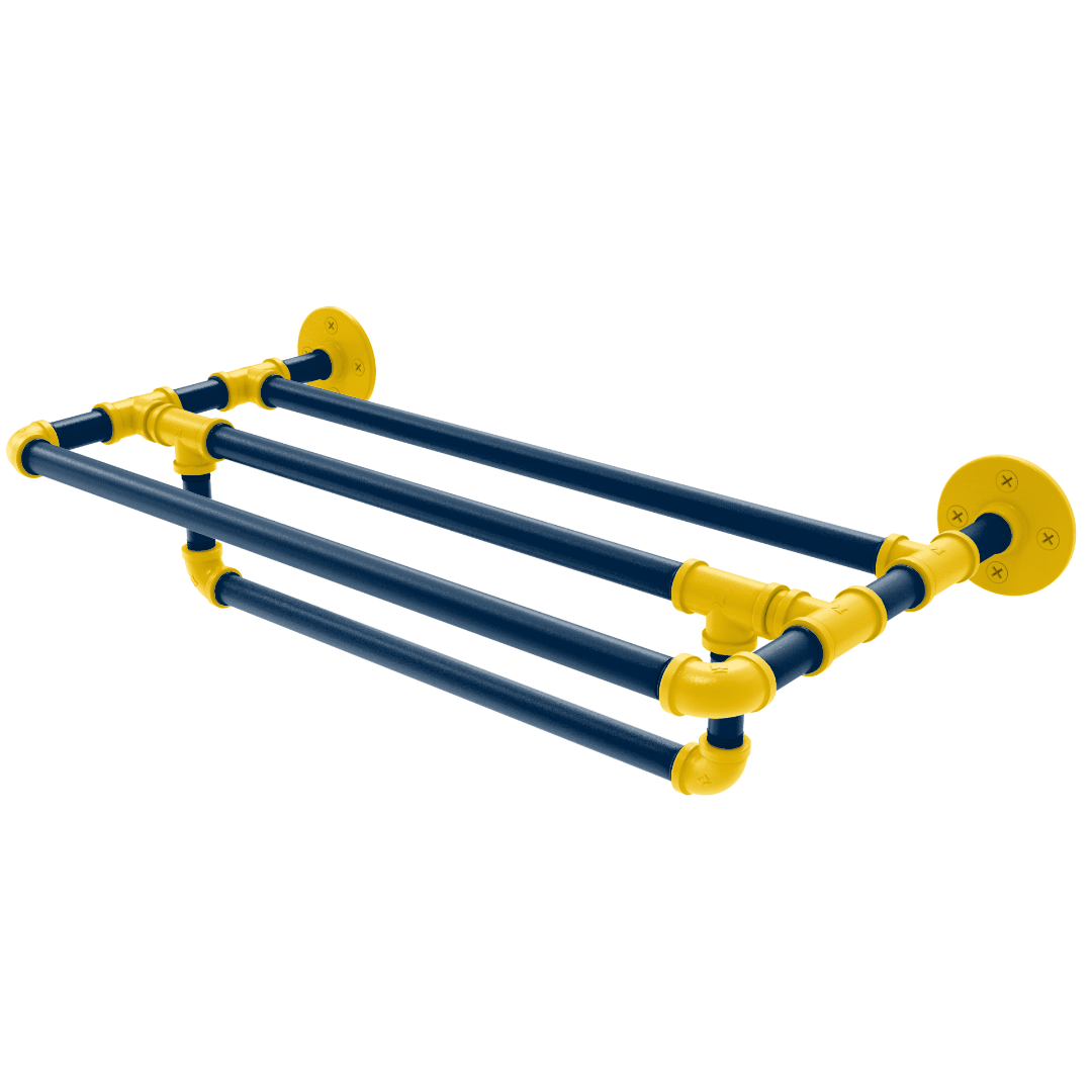 Collegiate Collection Wall Mounted Towel Shelf with Towel Bar Great Lakes Maize and Blue Edition