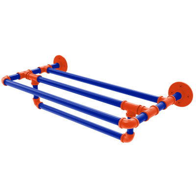 Collegiate Collection Wall Mounted Towel Shelf with Towel Bar Swamp Blue and Orange Edition