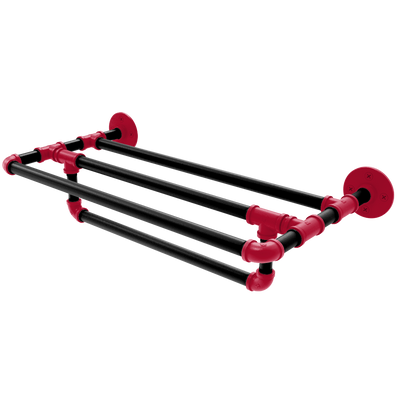 Collegiate Collection Wall Mounted Towel Shelf with Towel Bar Athens Red and Black Edition