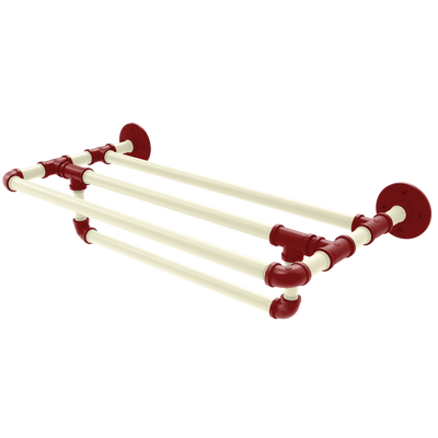 Collegiate Collection Wall Mounted Towel Shelf with Towel Bar Norman Crimson and Cream Edition