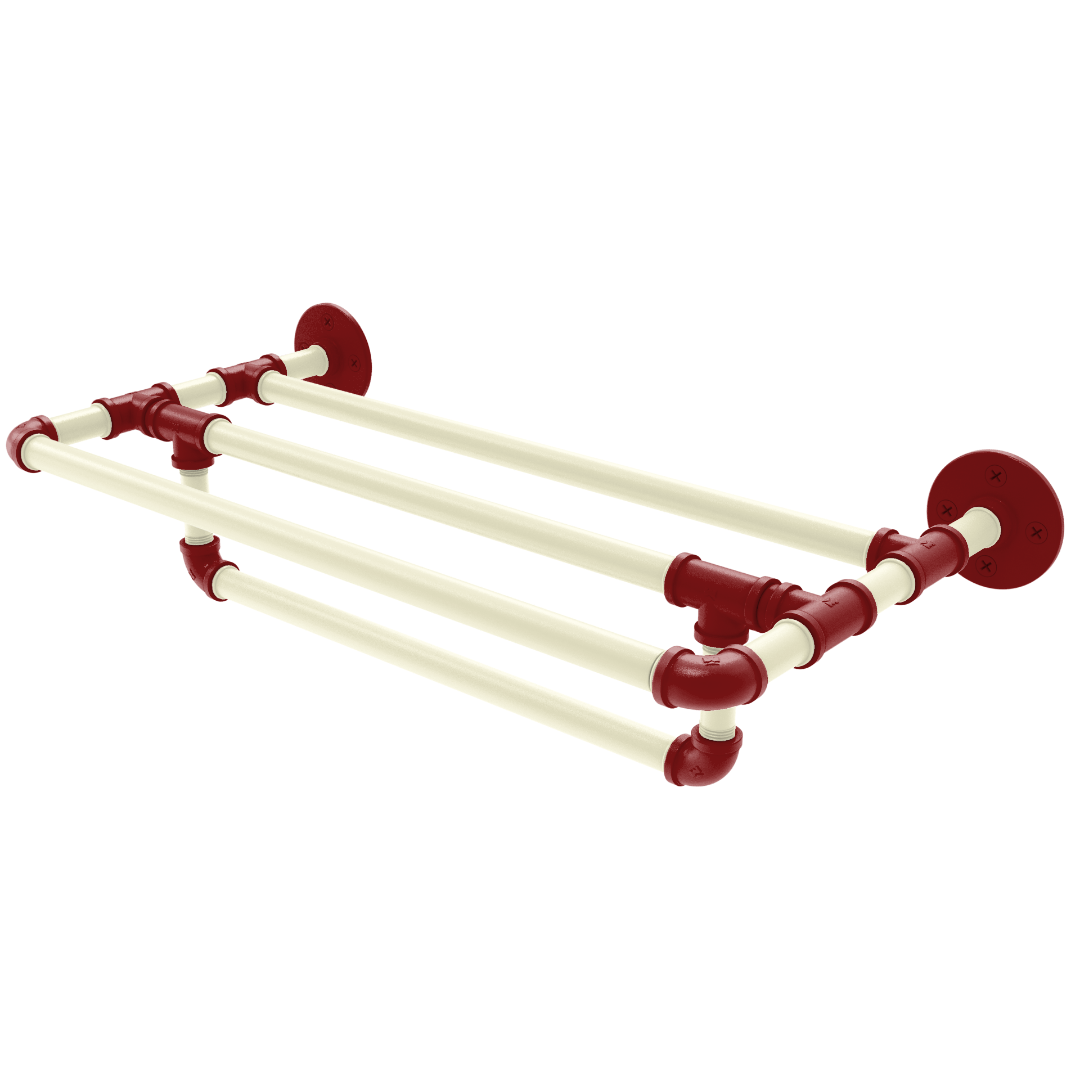 Collegiate Collection Wall Mounted Towel Shelf with Towel Bar Norman Crimson and Cream Edition
