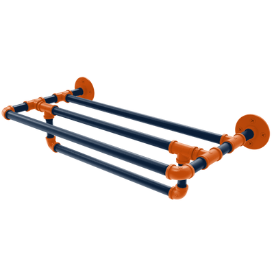 Collegiate Collection Wall Mounted Towel Shelf with Towel Bar Plainsmen Blue and Orange Edition