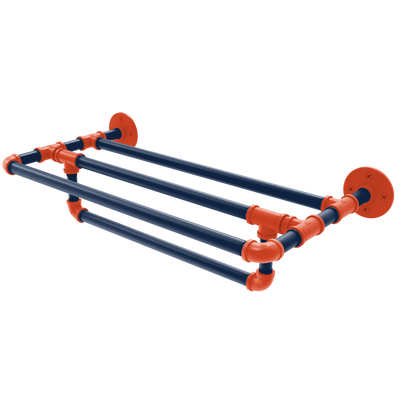 Collegiate Collection Wall Mounted Towel Shelf with Towel Bar Champaign Orange and Blue Edition