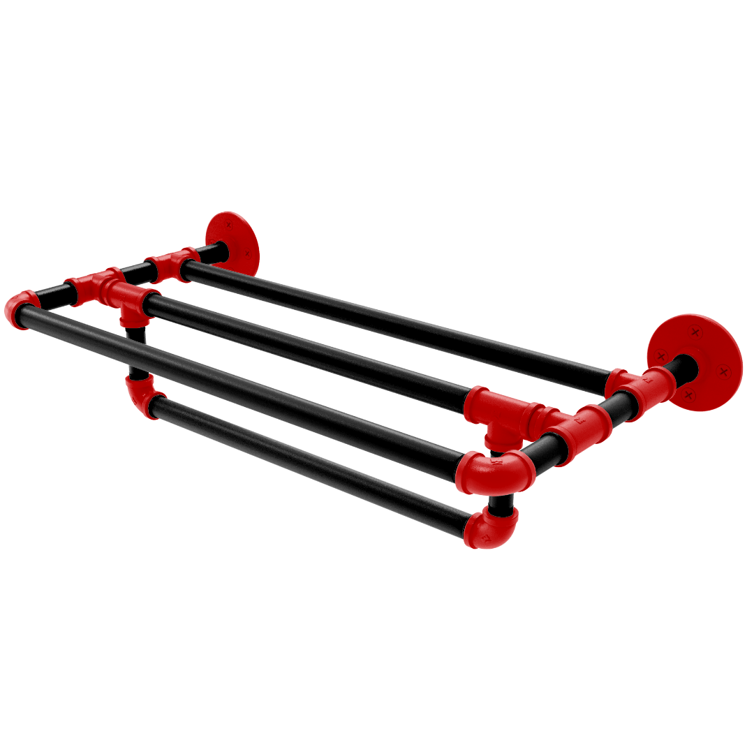 Collegiate Collection Wall Mounted Towel Shelf with Towel Bar Lubbock Red and Black Edition