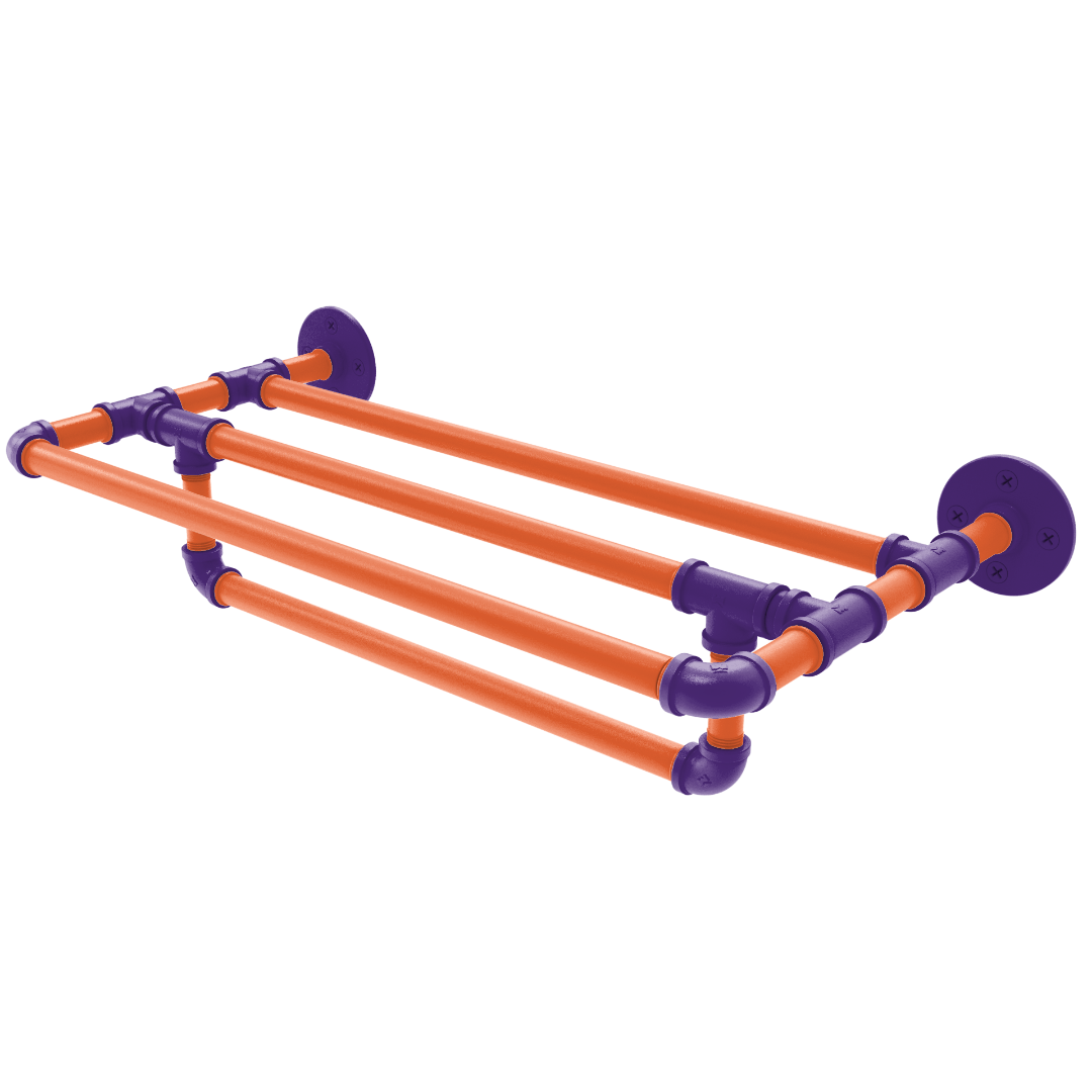 Collegiate Collection Wall Mounted Towel Shelf with Towel Bar Foothills Orange and Purple Edition
