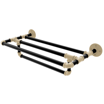 Collegiate Collection Wall Mounted Towel Shelf with Towel Bar West Lafayette Black and Gold Edition