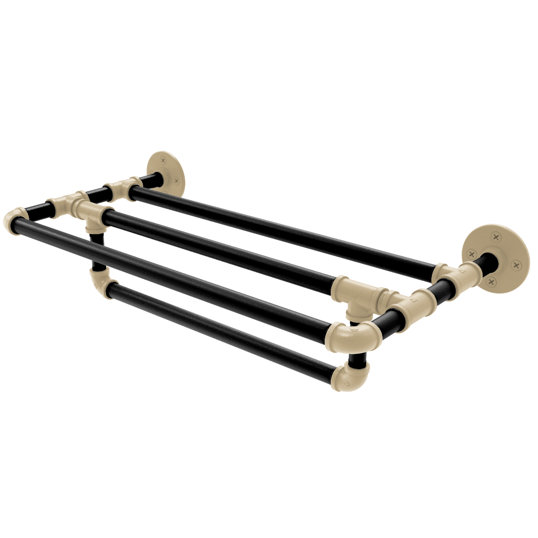 Collegiate Collection Wall Mounted Towel Shelf with Towel Bar West Lafayette Black and Gold Edition