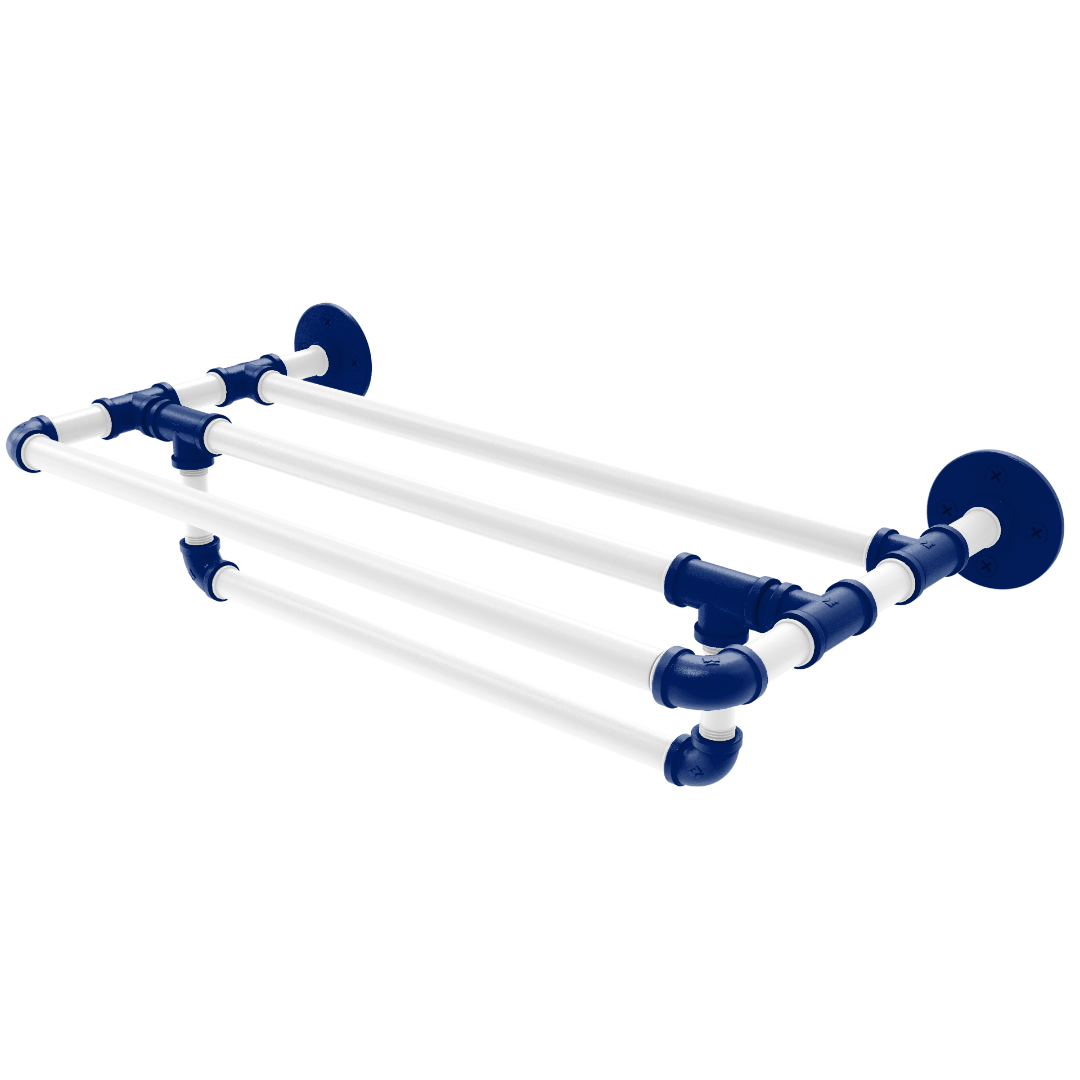 Collegiate Collection Wall Mounted Towel Shelf with Towel Bar Durham Blue and White Edition