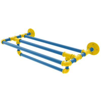 Collegiate Collection Wall Mounted Towel Shelf with Towel Bar Westwood Blue and Gold Edition