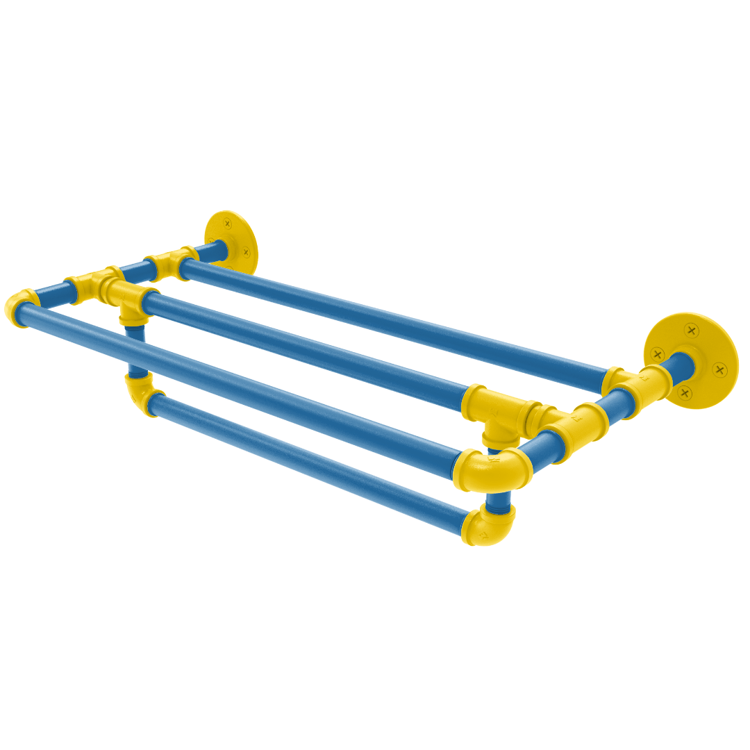 Collegiate Collection Wall Mounted Towel Shelf with Towel Bar Westwood Blue and Gold Edition