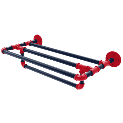 Collegiate Collection Wall Mounted Towel Shelf with Towel Bar Oxford Red and Navy Edition