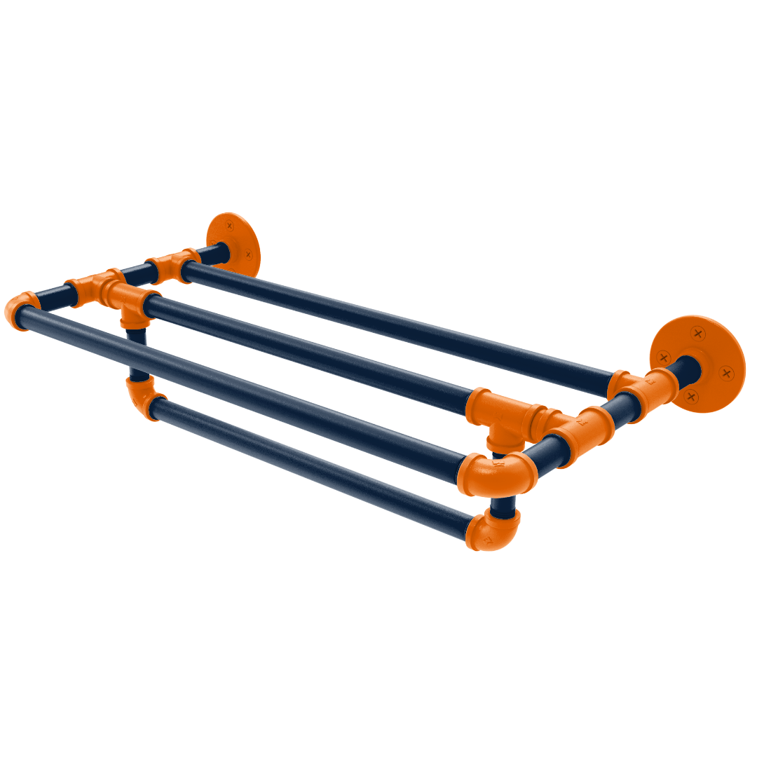 Collegiate Collection Wall Mounted Towel Shelf with Towel Bar Upstate New York Orange and Navy Edition