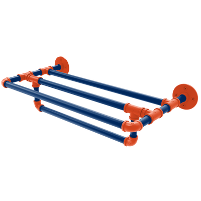 Collegiate Collection Wall Mounted Towel Shelf with Towel Bar Charlottesville Orange and Blue Edition
