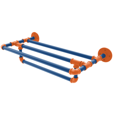 Collegiate Collection Wall Mounted Towel Shelf with Towel Bar Treasure Valley Blue and Orange Edition