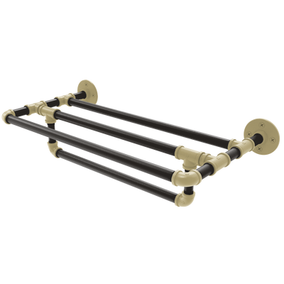 Collegiate Collection Wall Mounted Towel Shelf with Towel Bar Boulder Black and Gold Edition