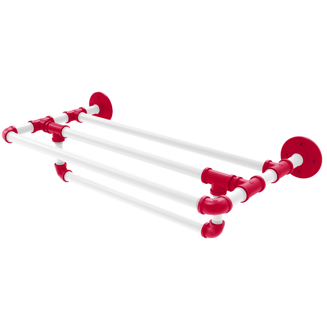 Collegiate Collection Wall Mounted Towel Shelf with Towel Bar Salt Lake Red and White Edition
