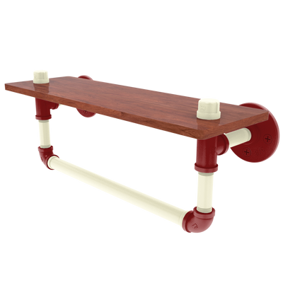 Collegiate Collection Wood Shelf with Towel Bar Norman Crimson and Cream Edition