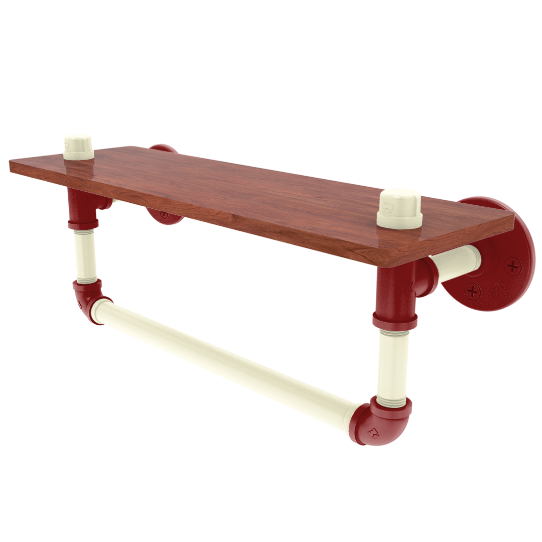Collegiate Collection Wood Shelf with Towel Bar Norman Crimson and Cream Edition