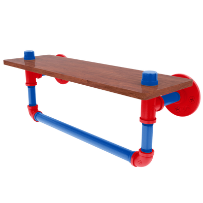 Collegiate Collection Wood Shelf with Towel Bar Lawrence Blue and Crimson Edition