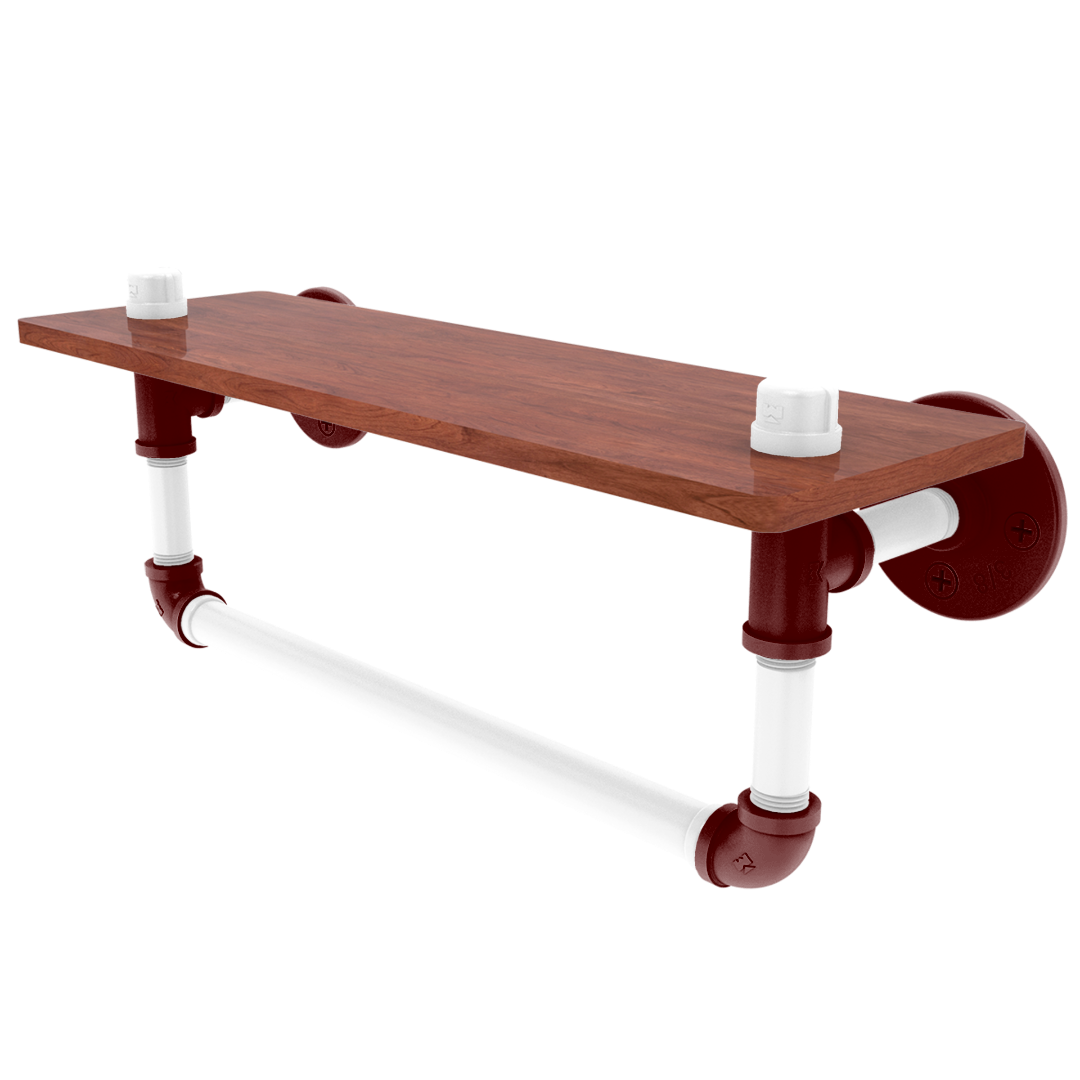 Collegiate Collection Wood Shelf with Towel Bar College Station Maroon and White Edition