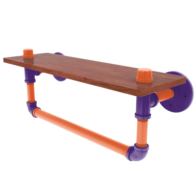 Collegiate Collection Wood Shelf with Towel Bar Foothills Orange and Purple Edition