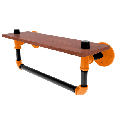Collegiate Collection Wood Shelf with Towel Bar Stillwater Orange and Black Edition