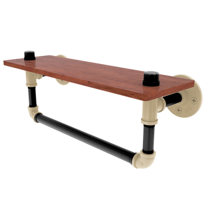 Collegiate Collection Wood Shelf with Towel Bar West Lafayette Black and Gold Edition